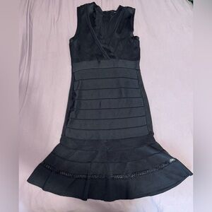 Elegant Navy Bandage-style Sleeveless Dress